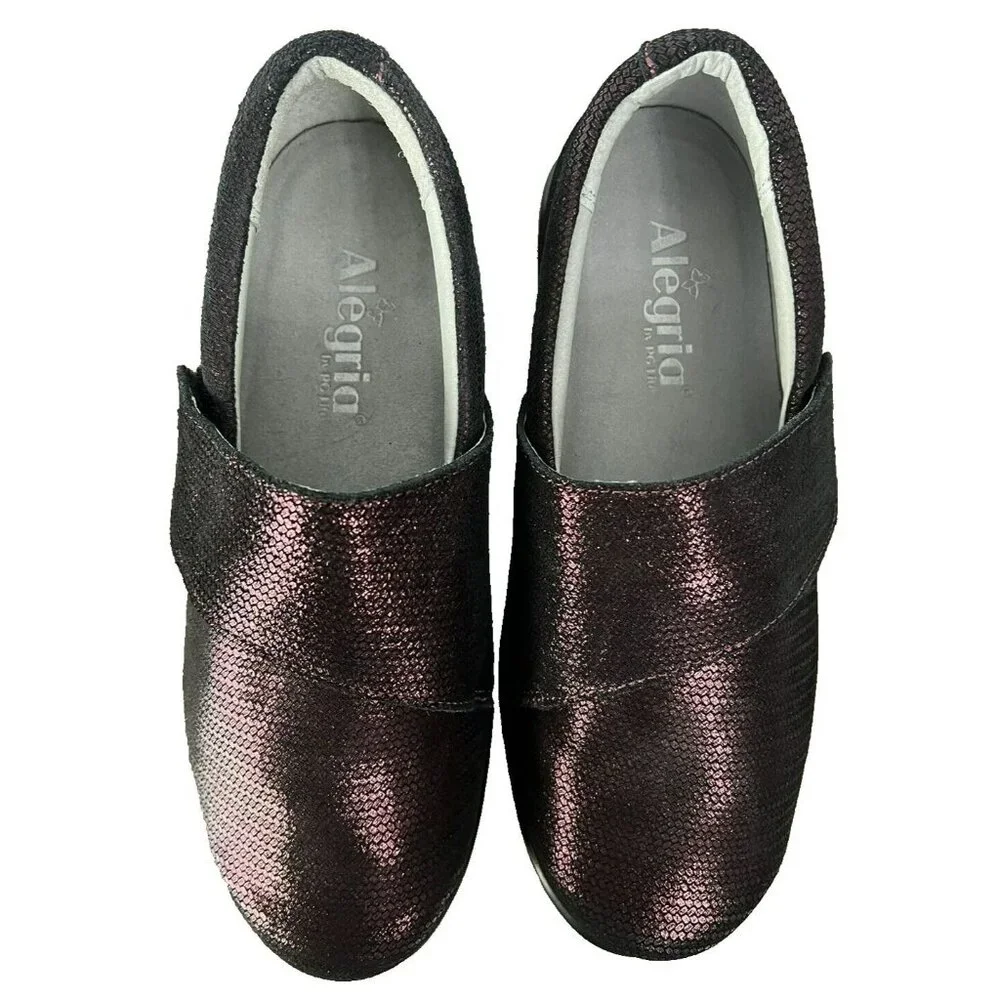 Alegria Lauryn Shoes Women's Size 38 W Wide Comfort‎ Burgundy Metallic LAU-302W